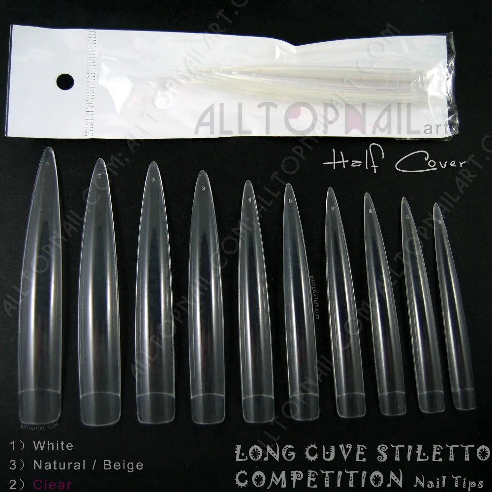

French Extreme Long Stiletto Sharp Ending Salon False Nail Tips 200x Clear Long Competition Artifical Nails - Free shipping