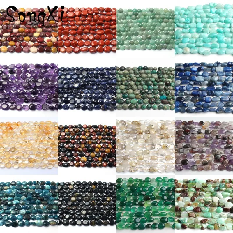 

Natural Size 8-10mm 15''Irregular Agates Jaspers Quartz Tiger Eye Stone Beads For Jewelry Making Loose Spacer Bead DIY Bracelet