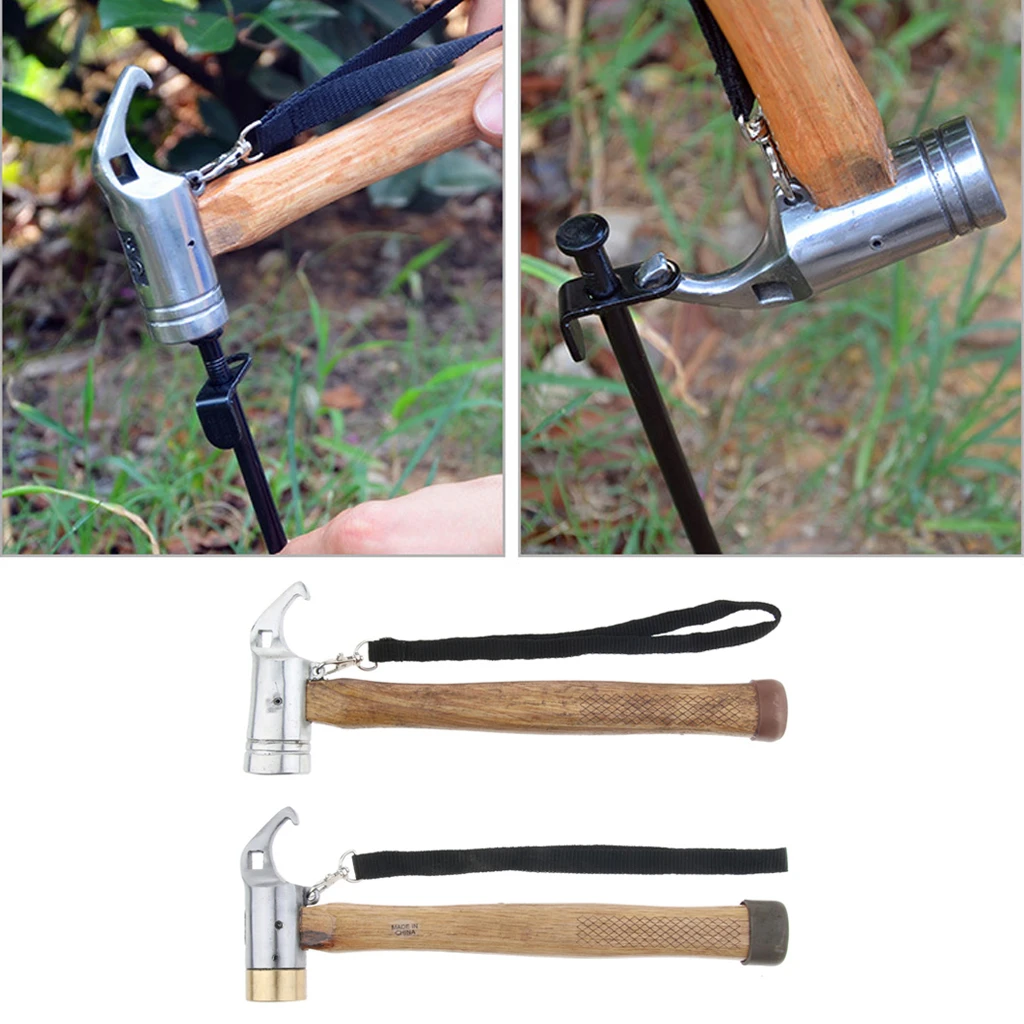 

Camping Tent Mallet Hammer Peg Stake Ground Nails Remover Tool Carbon Steel Canopy Awning Hammer Outdoor Multifunctional Tool