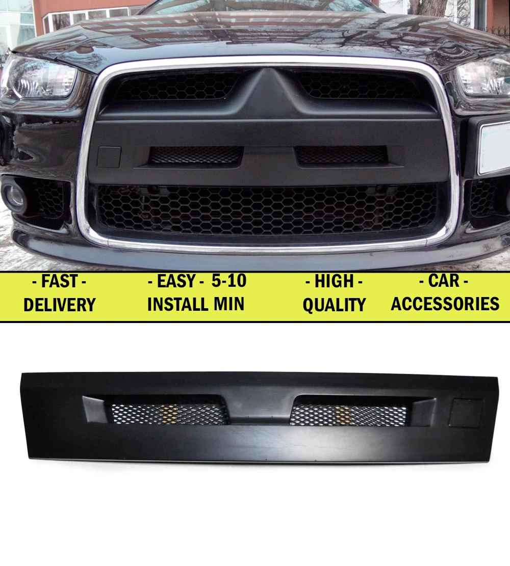 Верхняя решетка радиатора для Mitsubishi Lancer X 2011-2014 АБС-пластик декор переднего
