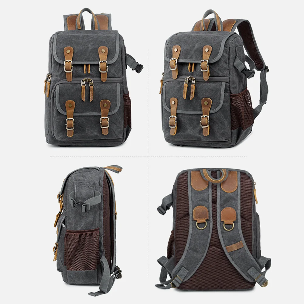 

Photography Backpack Casual Bag Large Capacity Zipper Solid Wear-resistant Travel Men Retro Shopping Batik Canvas Outdoor Camera