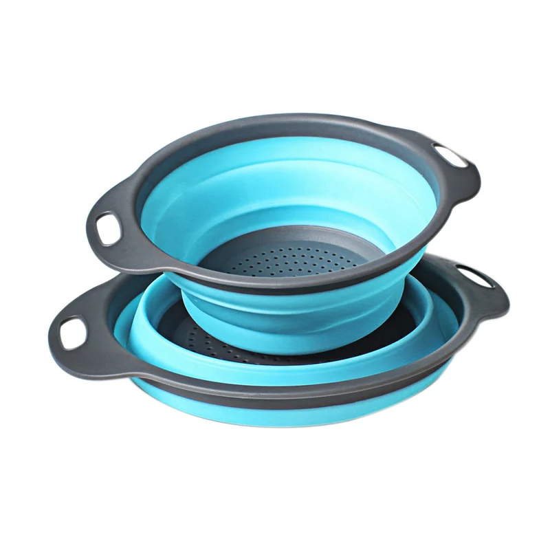 Multifunction Kitchen Collapsible Silicone Colander Fruit Vegetable Strainer Space Saver FBE3