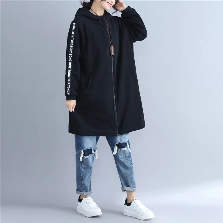 

Lady Winter Plus Size Quilted Cotton Solid Color Long Zipper Coat Ladies Fashion Warm Long sleeve Long Coat Zipper Dress