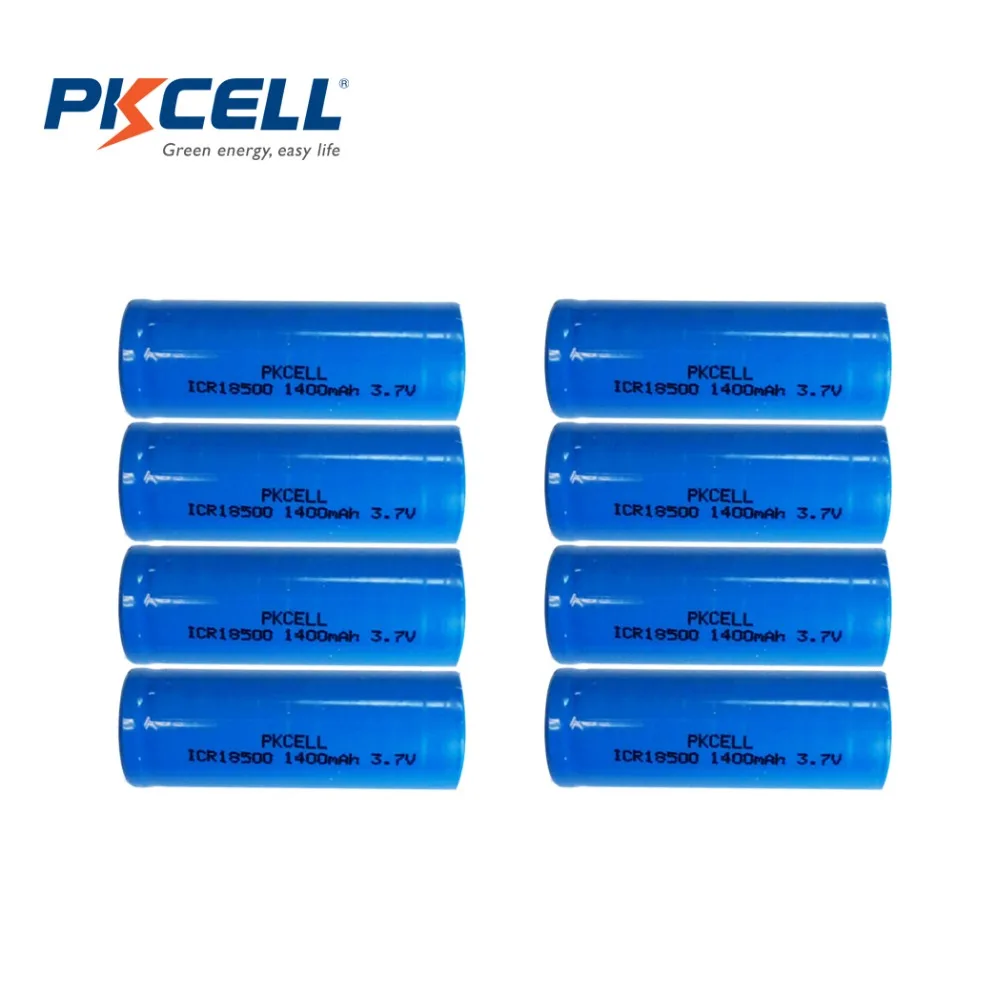 8PCS 3.7V Lithium Li ion Battery 18500 1400mAh ICR18500 Rechargeable ...