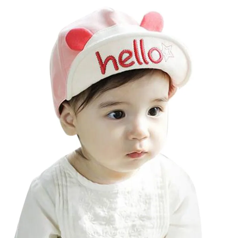 Infant Baby Baseball Cap Letter "Hello" Print With Cartoon Animal Ear