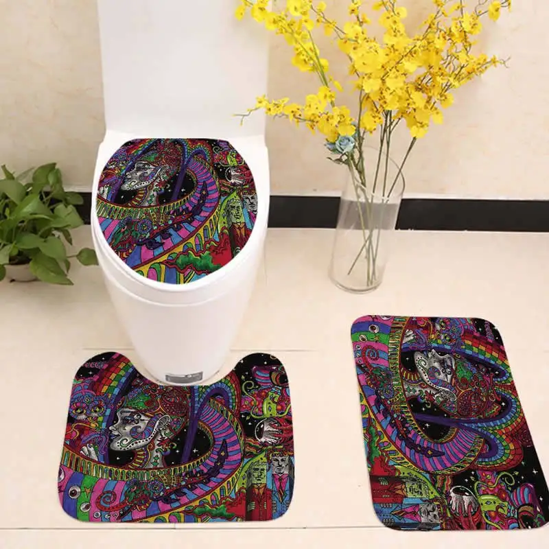 

3pcs/lot India Mandala Bathroom Mat Set Flannel Floor Rug Cushion Toilet Seat Cover Bath Mat for Home Decor Bathroom Accessories