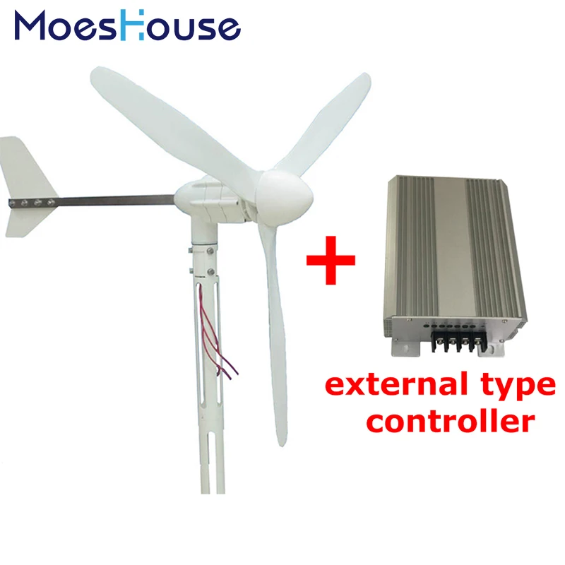 

S-800 24V 48V 3 Blades 600W Small Wind Driven Energy Turbine Generator External Type Controller For Wind System Use In Boats