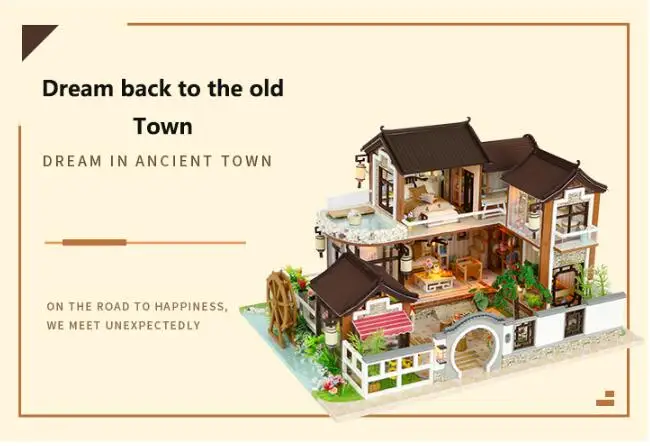 13848 большой деревянный кукольный дом Миниатюрный DIY кукольный домик с мебели большой размер дом Мечта в древнем городе подарок на день рождения