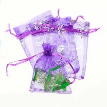 15*20 см 100 шт. фиолетовый серебра бабочка подарок Сумки для ювелирных изделий/свадьба/Рождество Пряжа сумка с ручки упаковка из органзы Сумки