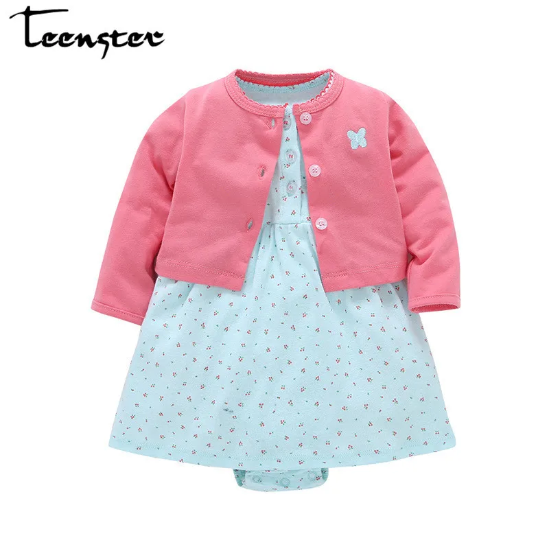 

Teenster Baby Girl Clothes Newborn Clothing Set Cardigan Shawl&bodysuit Dress Flower Embroidery Vetement Enfant Fille