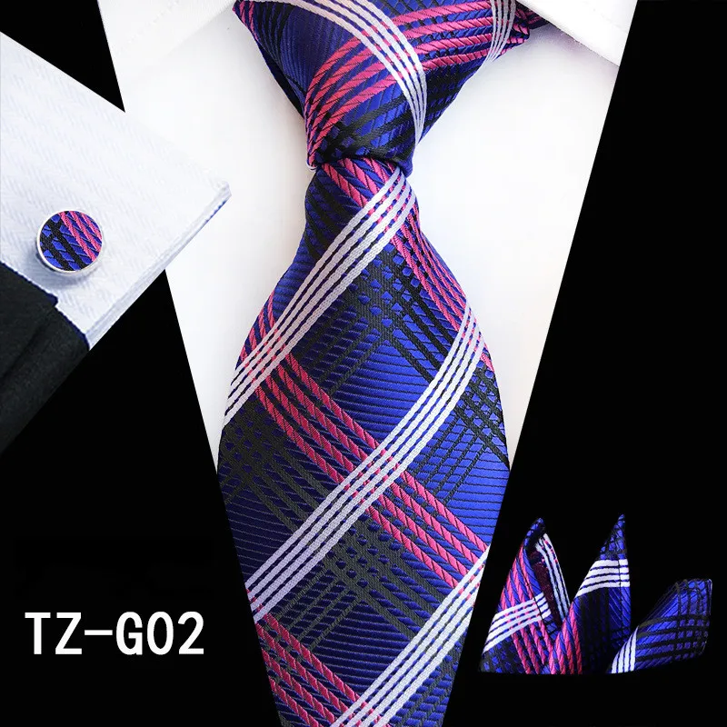 Мужские галстуки, набор,, жаккардовые шелковые галстуки, карманные Квадратные запонки, модные цветочные полосатые пледы, галстуки для мужчин, 8 см, Corbatas, черные