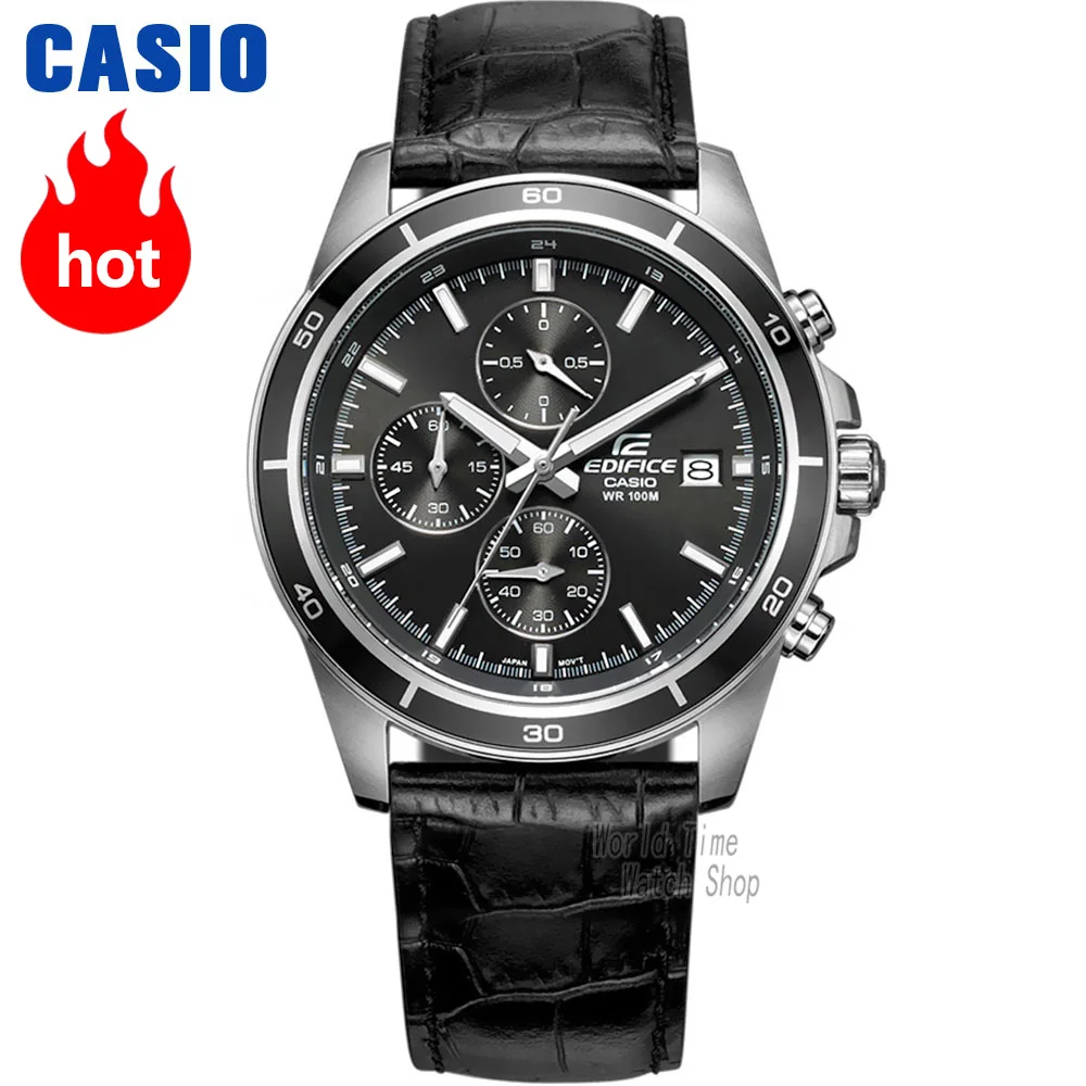 Casio watch Edifice Men's Quartz Sports Watch Leather Strap Steel Belt Business Waterproof Watch EFR-526