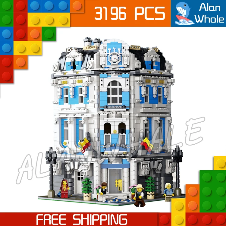 

3196pcs 15018 Creator Expert Sunshine Hotel Modular Building series Figure Blocks Toys Office structure Compatible With LegoING