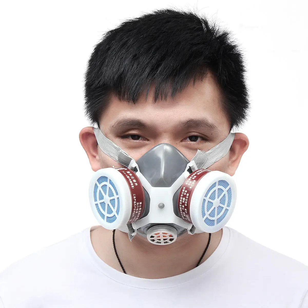 Безопасная респираторная газовая маска на пол-лица двойной защитный фильтр химическая защита от пыли безопасность работы полировка пылезащитный респиратор
