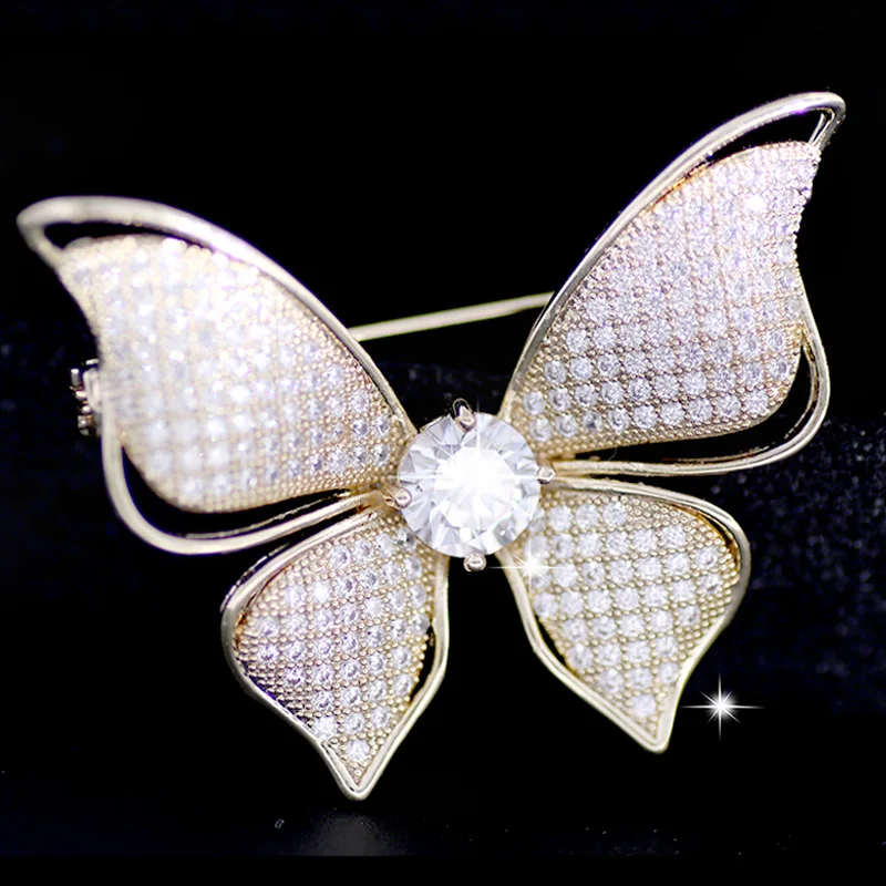 

Crystal Butterfly Brooch Silver Rhinestone Brooches Pins Wedding Bridal Bouquet Broaches Large Insect Pin Jewelry Broches Women