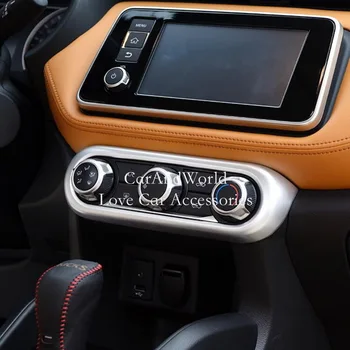 

For Nissan Kicks 2017-2019 Central Console Air Condition Switch Adjust Button Protector Cover ABS Chrome Car-Styling Accessories