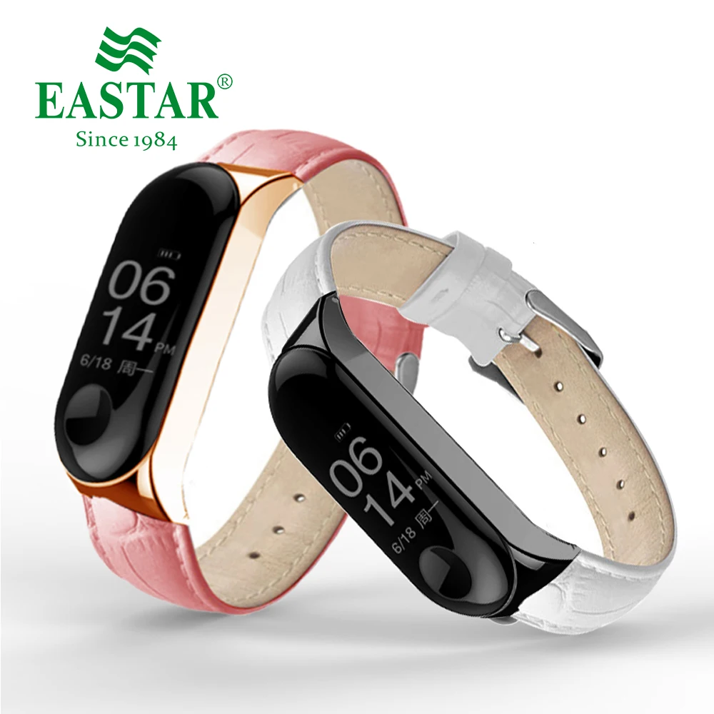 Цветной кожаный черный чехол Eastar для Xiaomi Mi Band 3 аксессуары смарт браслета Miband
