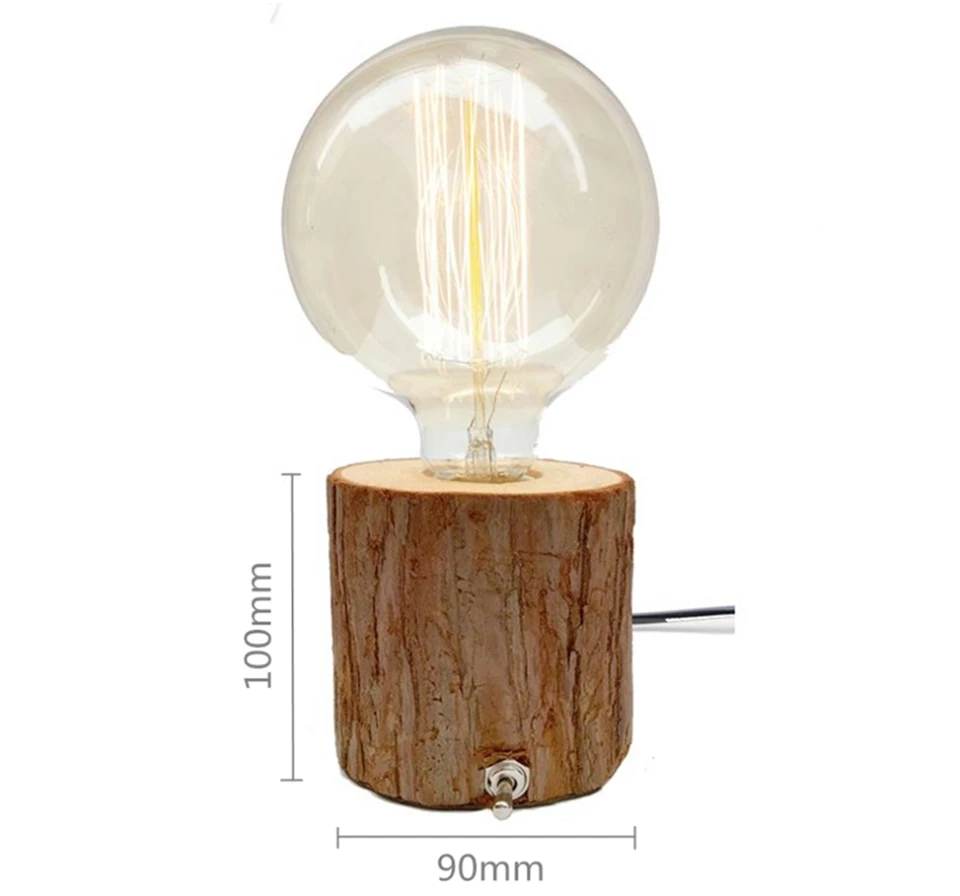 Lâmpada de Mesa Suporte da Lâmpada Luz da Noite Edison Lâmpada Incandescente Cabeceira Café Retro Vintage Diamante Madeira Maciça ue - Eua Plug Ynl E27 13 Luzes e Iluminação