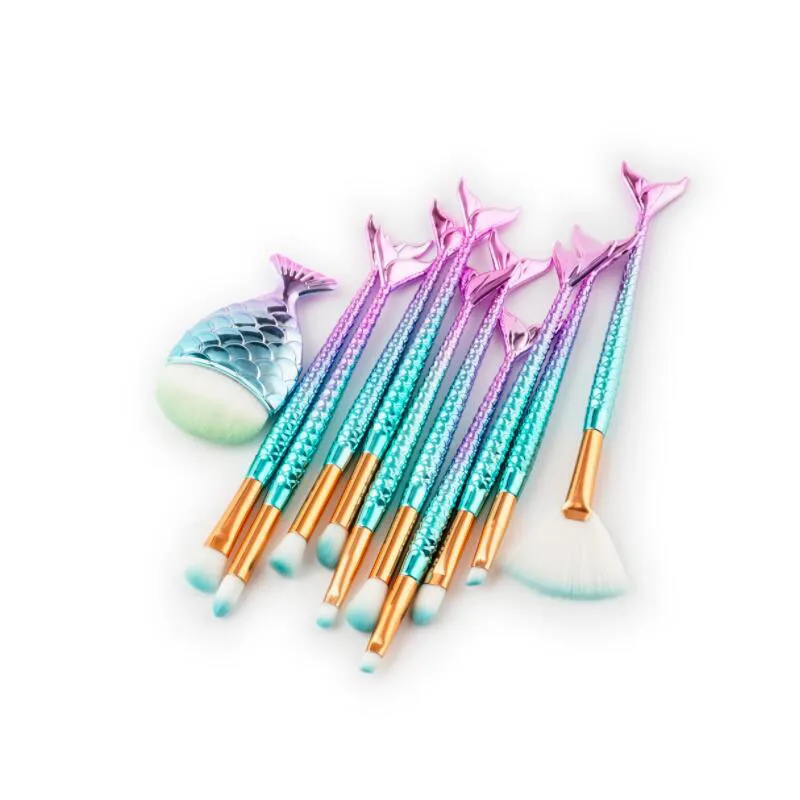

11Pcs Mermaid Makeup Brushes Set Powder Blush Eyebrow Eyeshadow Blending Cosmetics Brush Kit Make Up Tool