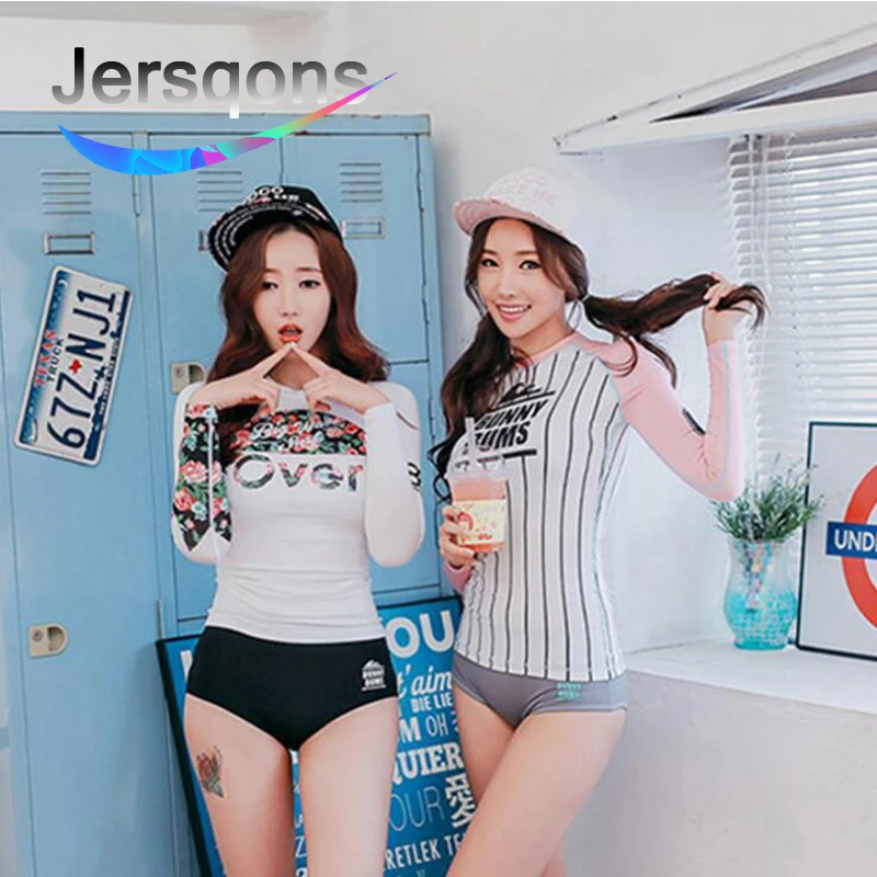 Женский купальник с длинным рукавом Jersqons новый корейский защитой от сыпи