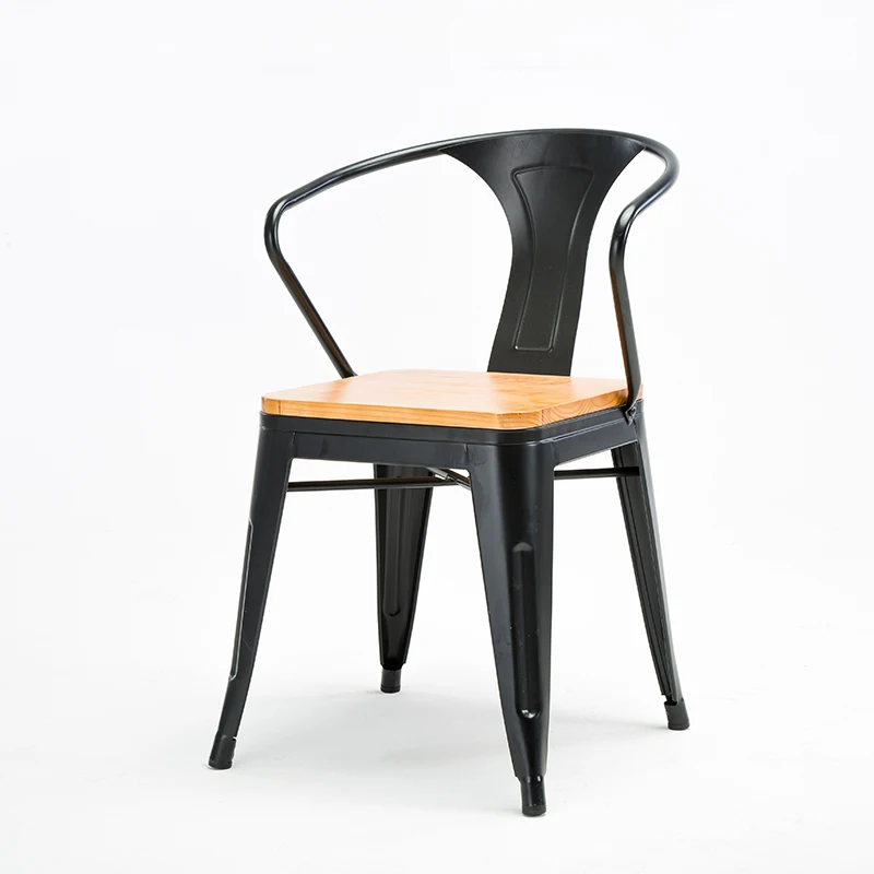 Loft Metal Chairs American-style pastoral metal dining chair with armrest metal bar chair Dining Room Furniture Wooden Chairs