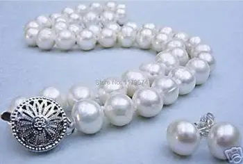 

Among the Natural 9-10mm White Freshwater all-match girl Pearl Necklace Earrings Set beads Fashion Jewelry Making Design YS0283