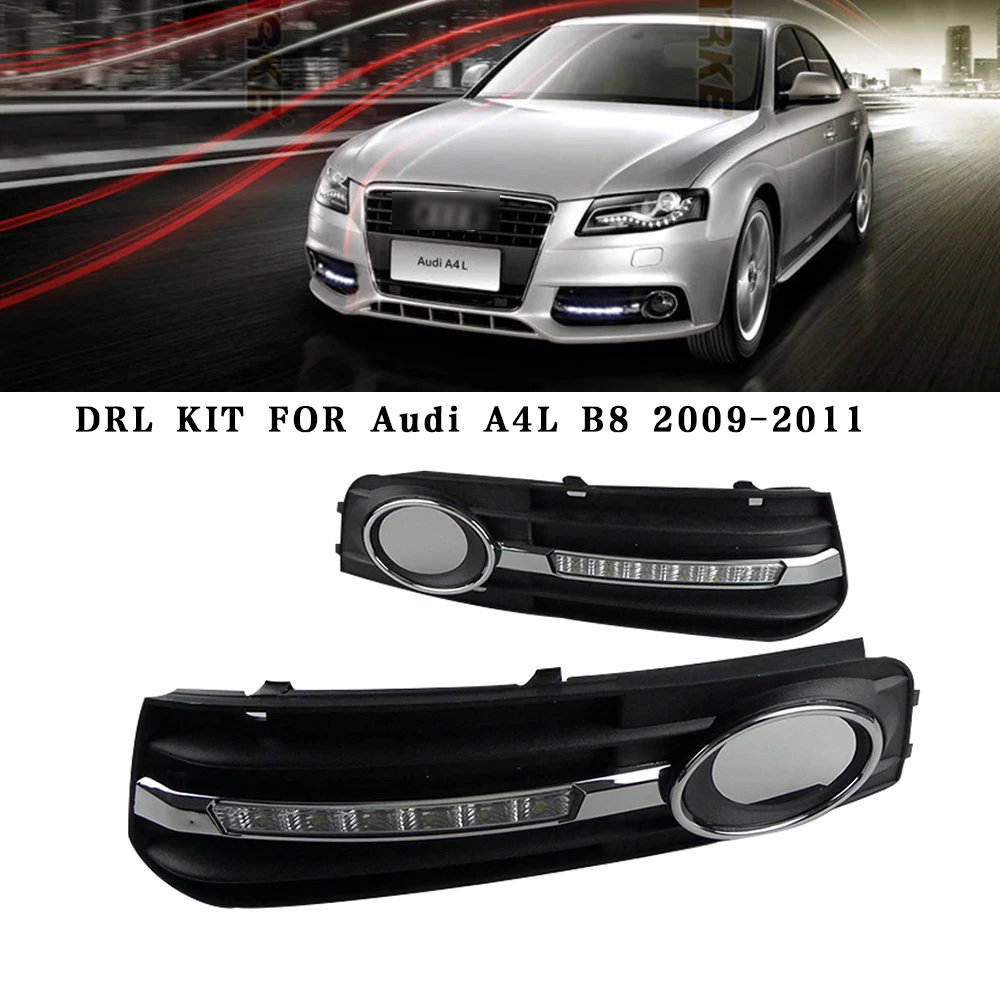 Car DRL kit for Audi A4L B8 2009-2012 LED Daytime Running Light bar Super Bright fog auto lamp bulb Daylight for car led drl 12V