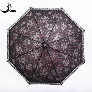 

Sun female parasol lace umbrella two fold Romantic paraguas sunscreen female UV umbrella rain women beach parasol corporation
