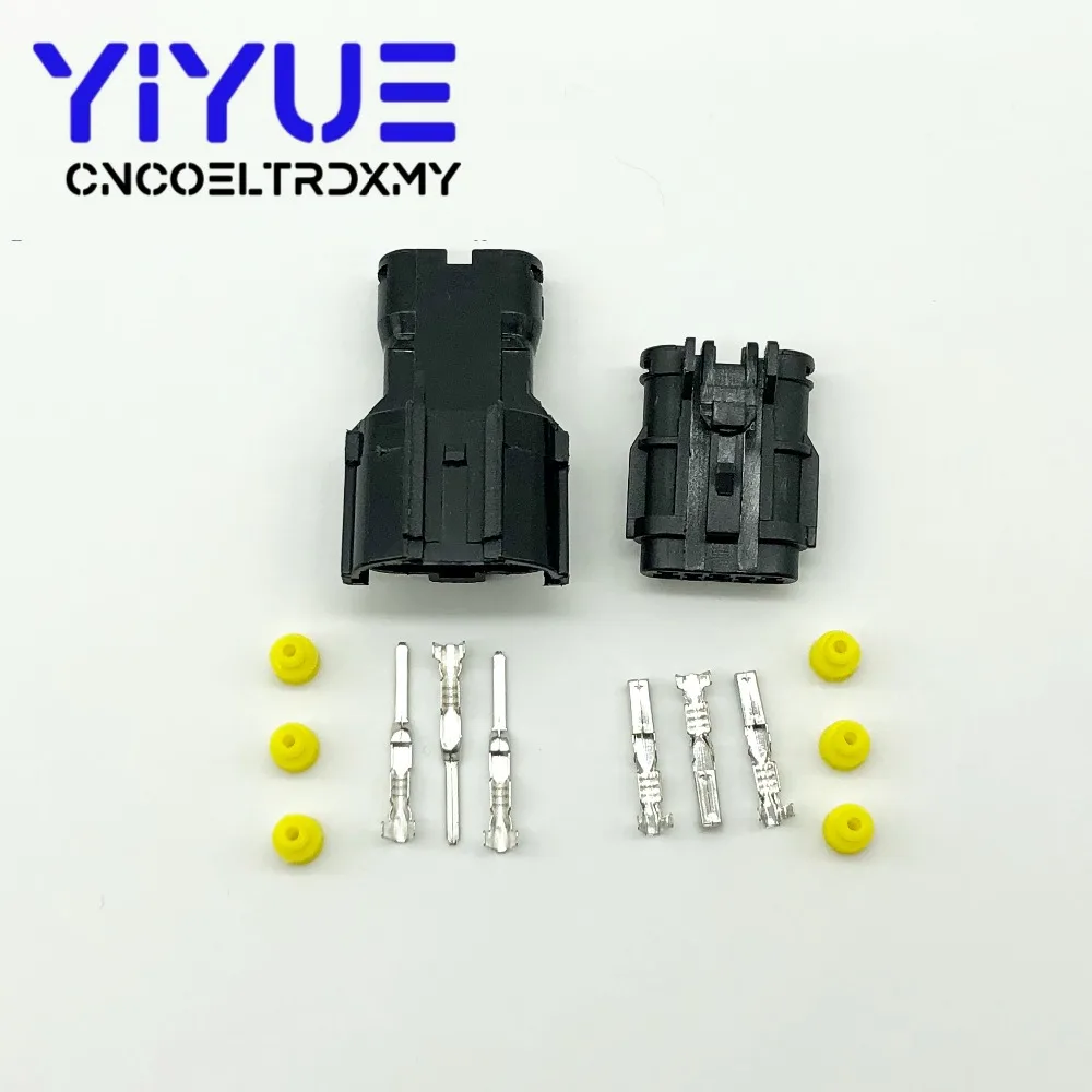 KET 5 Sets 3 Pin black MG640329MG610327 Female And Male Way Waterproof Electrical Wire Connector  (6)