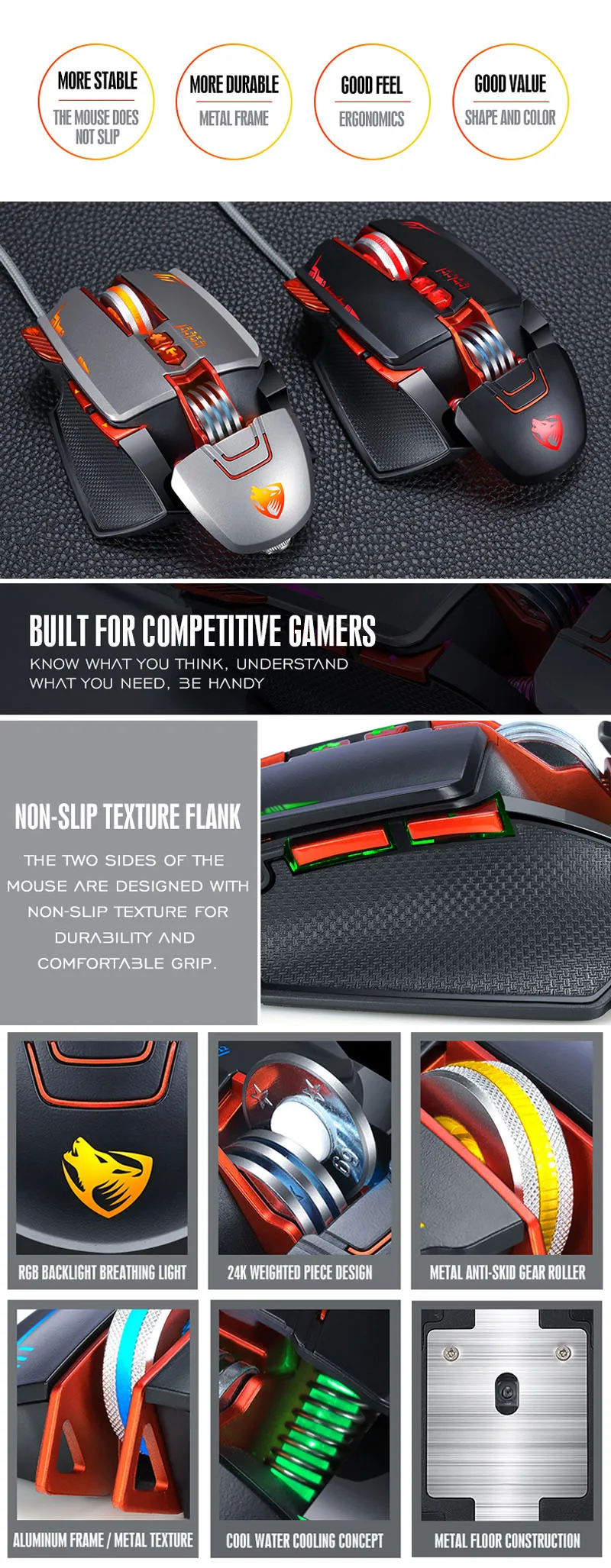Gamer Gaming Mouse USB Wired Macro Programmable 3200D F/S Custom 8