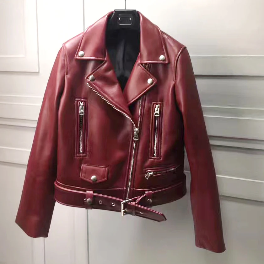 MENINA BONITA, осенняя Женская куртка, базовое пальто, высокое качество, настоящая кожаная куртка, черная мотоциклетная байкерская куртка-бомбер