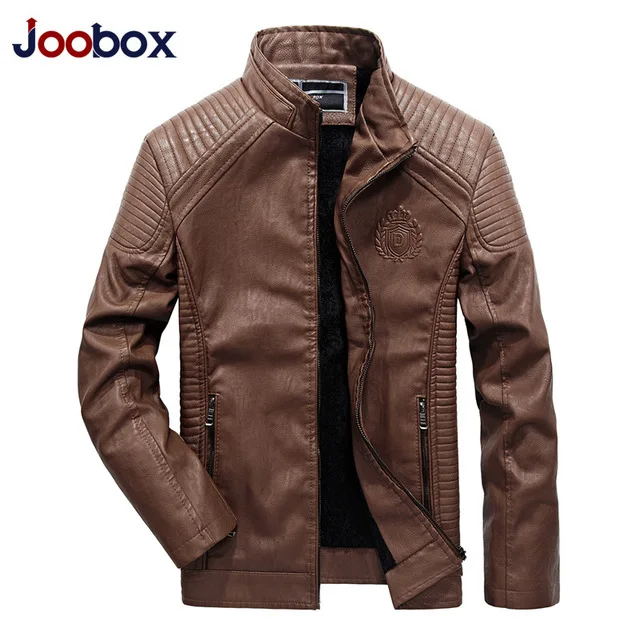 JOOBOX роскошные мужские кожаные куртки осень зима PU пальто для мужчин плюс бархатная верхняя одежда Байкер Мотоцикл мужской классический черный пиджак - Цвет: 3