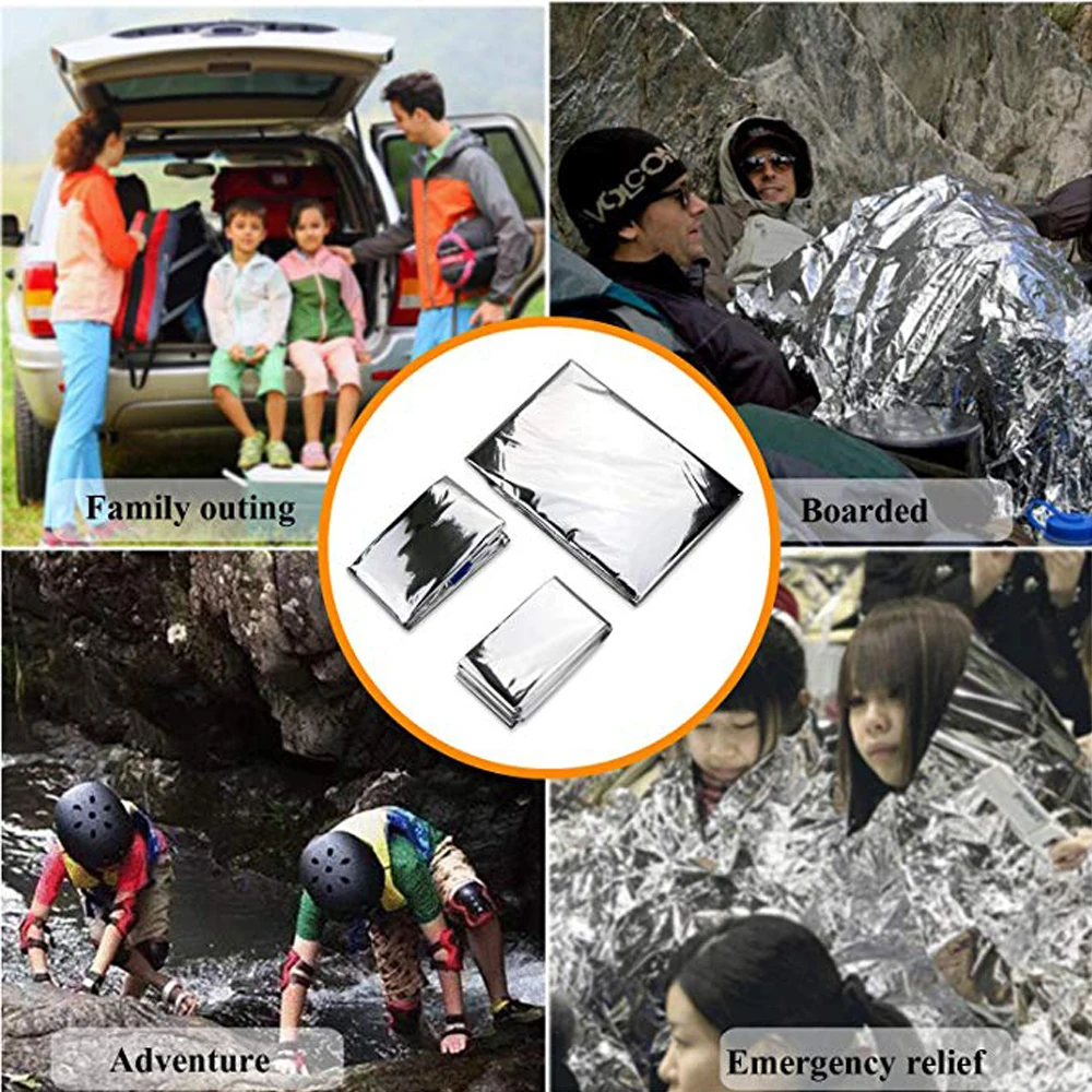 Folding Emergency Blanket 210cm*130cm/210cm*140cm/210*160cm Silver/Gold Survival Rescue Shelter Outdoor Camping Keep Warm