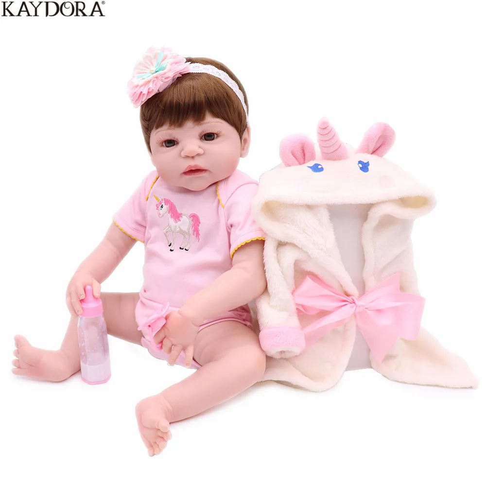 

KAYDORA Reborn Dolls 22 Inch Full Silicone Body Toys Newborn Princess Pink Clothes Children Birthday Gift 55cm Bebe Reborn