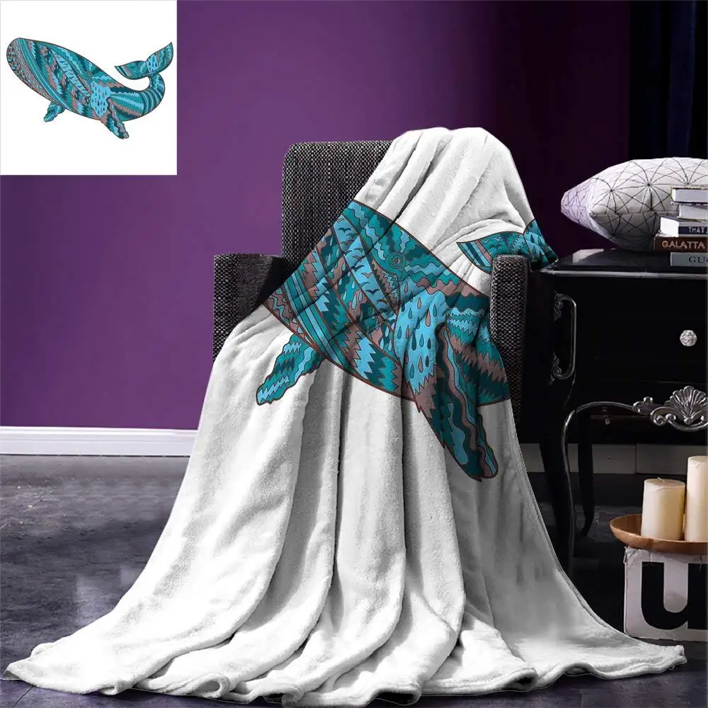 

Modern Throw Humpback Whale Figure by Ethnic Abstract Sea Underwater Artwork Print Warm Microfiber Blanket