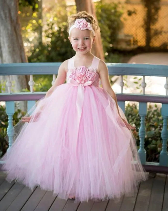 

Blush Pink Flower Girl Dress Princess Girls children kids clothes Bridesmaid Wedding Tutu Dresses Pink Fancy Ball Gown Vestido