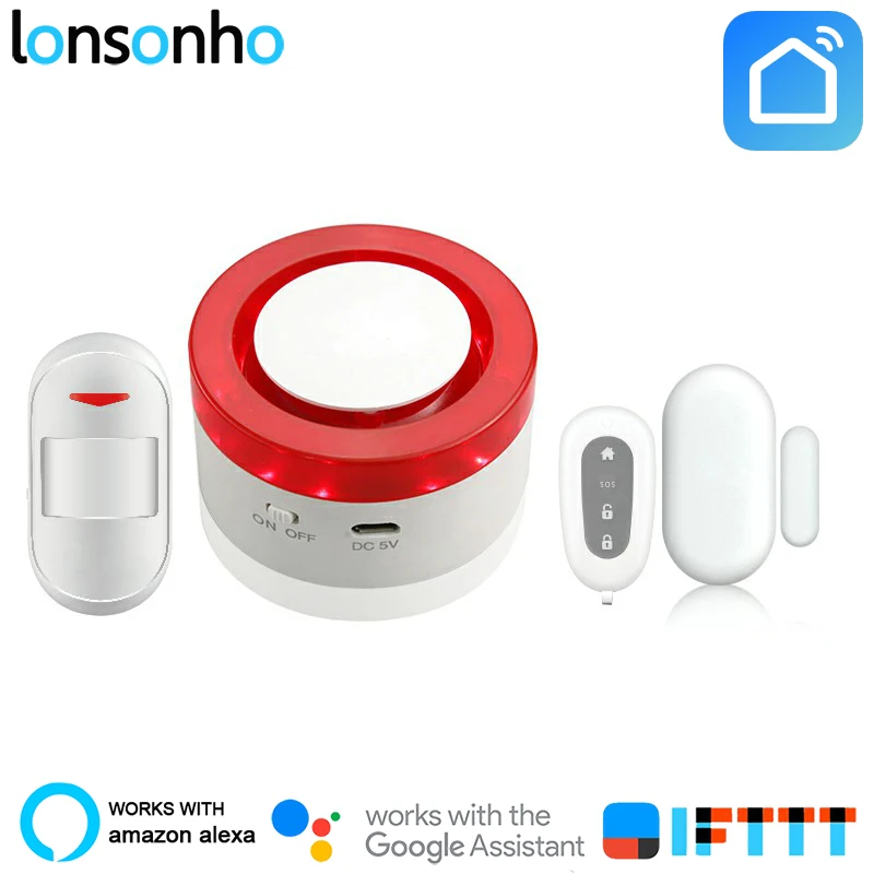 

Lonsonho Wifi Smart Alarm Systems Security Wireless Home House Alarm System Works With Alexa Google Home Smart Life Tuya App
