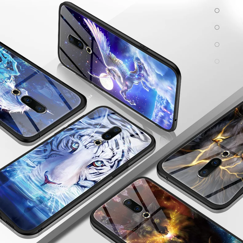 

Tempered glass phone case For TPU Meizu 16 16X 6.0" Cover Fundas Luxury accessories Soft Animal Lion Thin For Meizu 16 6.0" Case