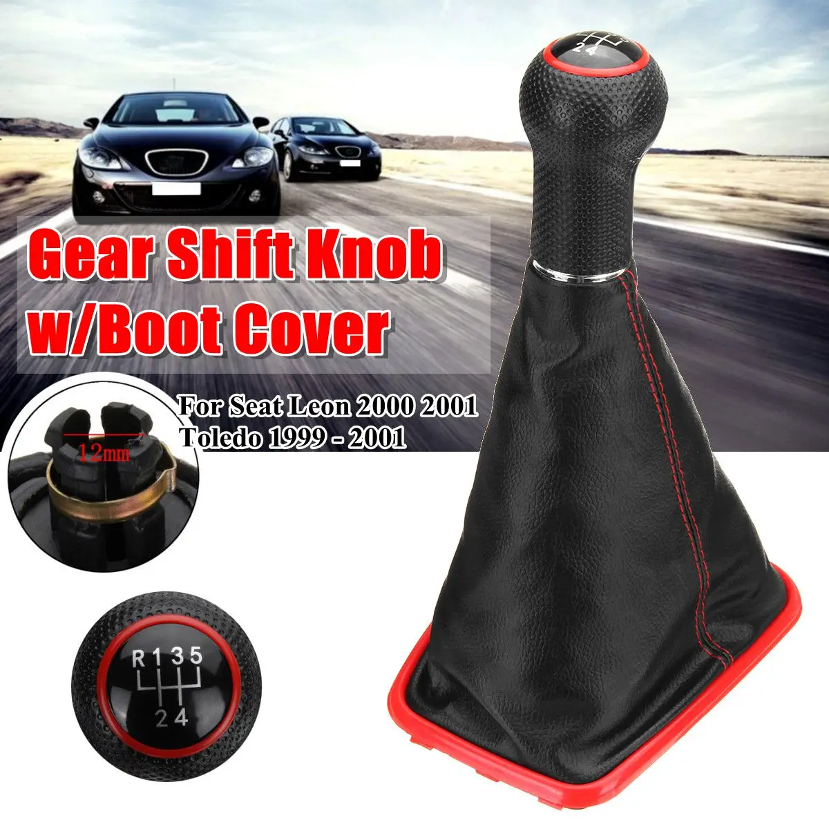 

5 Speed Car Gear Shift Knob With Gaiter Boot Protective Cover Anti-dust Cover For Seat Leon for Toledo 1999 2000 2001