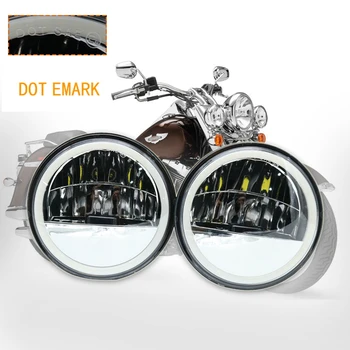 

Motorcycle Auxiliary Light 4-1/2" 4.5inch LED for Sportster Road Electra Glide Fog Light White Halo Passing Light