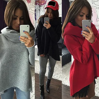 

Women's Autumn Winter Casual Cowl Neck Long Sleeve Solid Sweatshirt Blouse