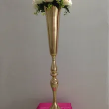 Большие размеры 10 шт. 74 см высокий Золотой металлический подсвечник свечи стоят свадебные центральным события дорога приведет ваза для цветов