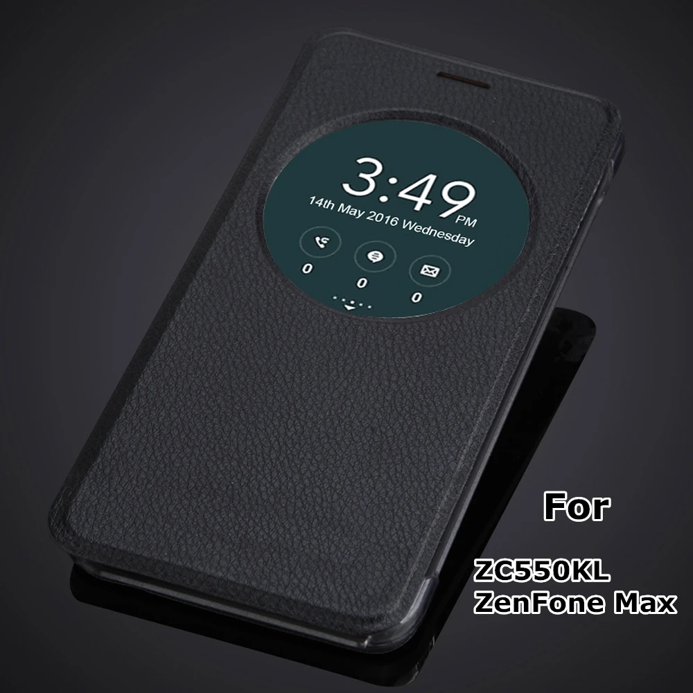 

Smart Sleep Quick Circle Window View Shell For Asus Zenfone Max ZC550KL 5.5 inch Flip Leather Case Cover Phone Bag Slide Answer