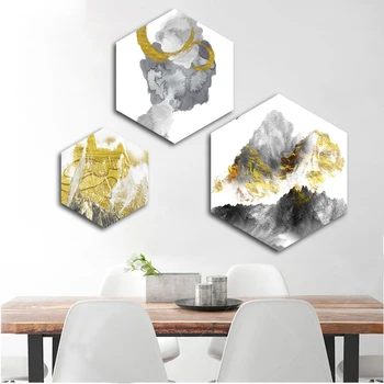 

Home Decor Prints Painting Nordic Hexagon Abstract Smoke Pictures Wall Art Modular Canvas Poster Modern Bedside Background