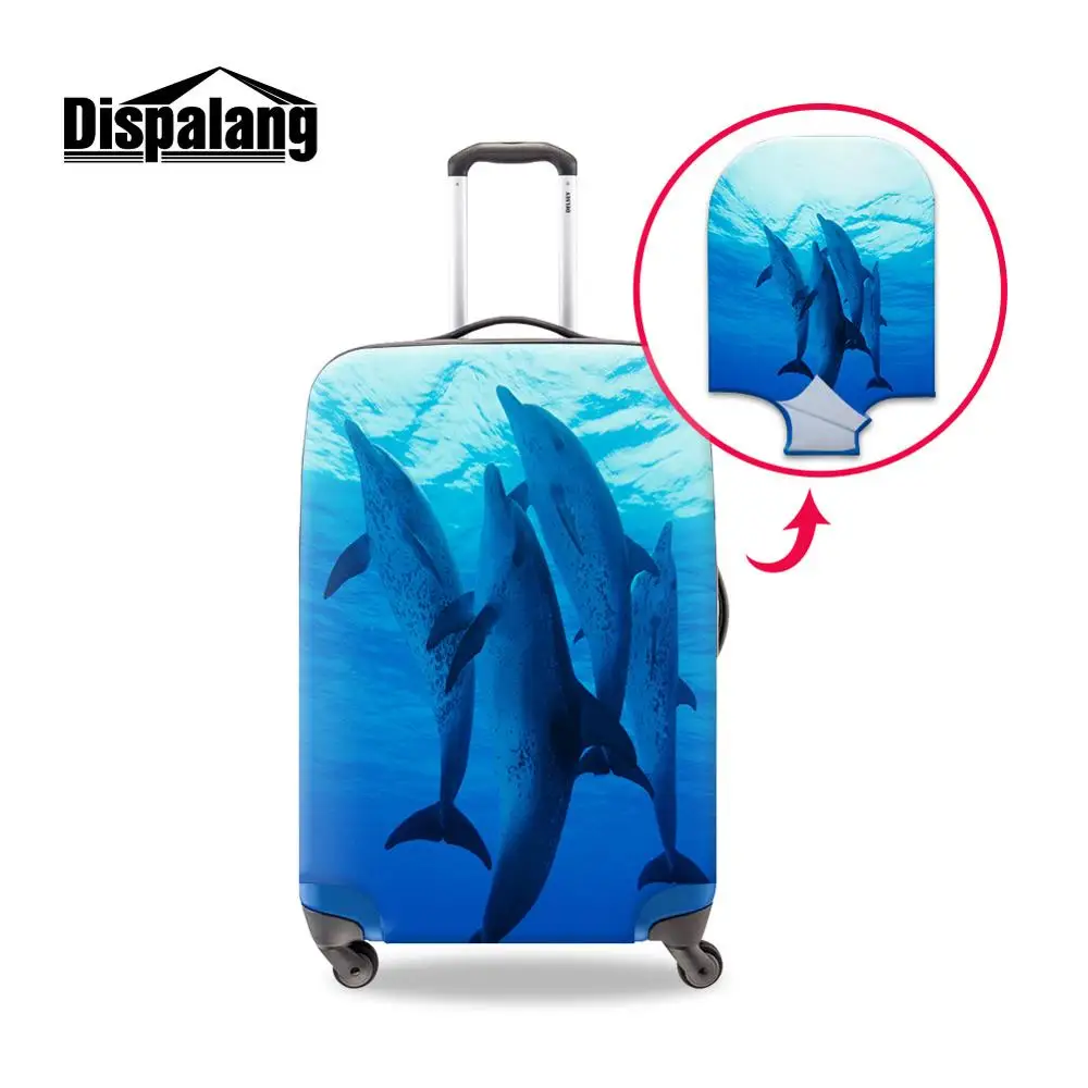 Модный водонепроницаемый туристический багажный чехол для женщин, чехол из спандекса для багажа для девочек с рисунком дельфина, подходит для чемодана 18-30 дюймов - Цвет: Хаки