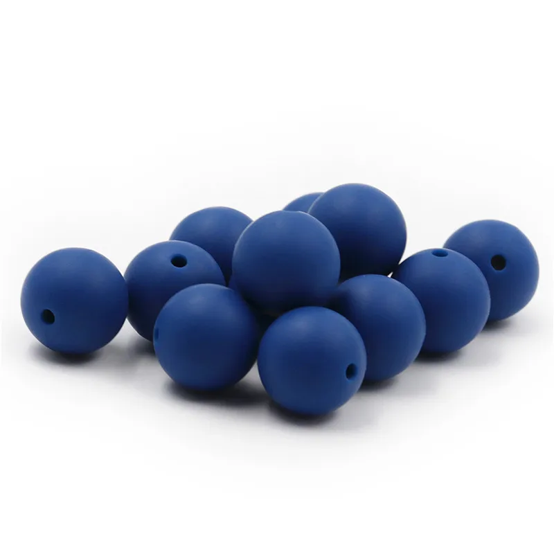 

2017 New Color Deep Blue Silicone Beads 9-19mm Round Silicone Teething Beads Food Grade Siliconen kralen BPA Free