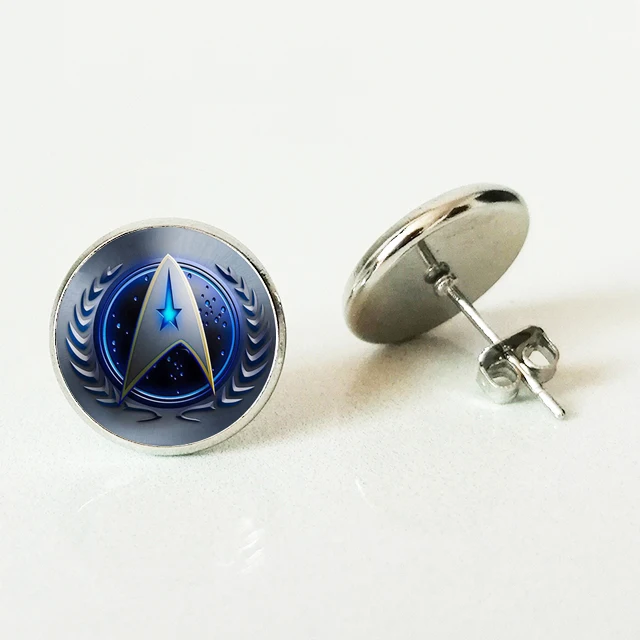 

Star Trek glass earrings exquisite cabochon ear jewelry to send girlfriend's gift handmade picture custom