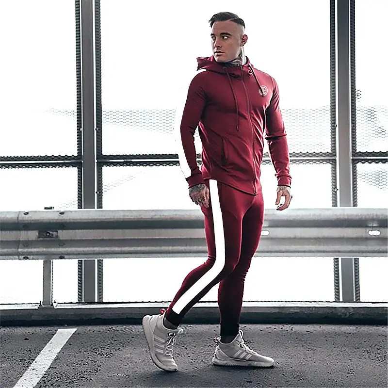YEMEKE новый модный для мужчин костюмы Фитнес Спорт Досуг Комфорт Хлопок Высокое качество бренд толстовки + jogger брюки для девочек 2018