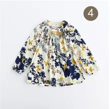 YY61226129 Au Détail 2017 Nouveau Printemps Fille Blouses Imprimé floral Fleur De Mode Plein Manches Fille Top Fille Vêtements Lolita