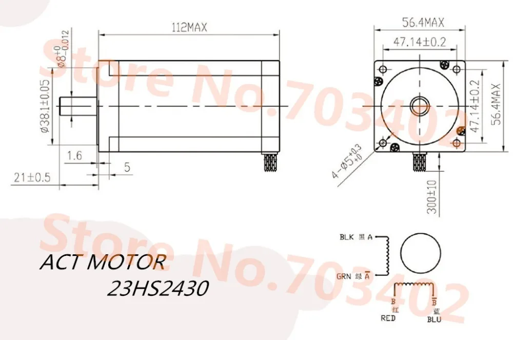 Действовать двигатель 1 шт. Nema23 шаговый двигатель 23HS2430 измельчитель одиночного вала 4-свинец 425oz-in 112 мм 3.0A биполярный 8mm-Diameter ce iso rohs гравировка